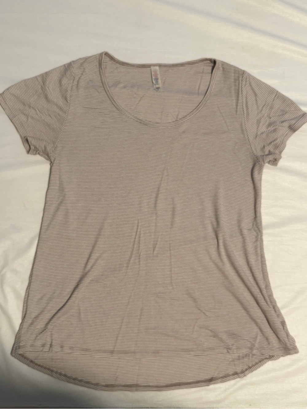 LuLaRoe Soft Taupe Microstripe Scoop Neck Tee